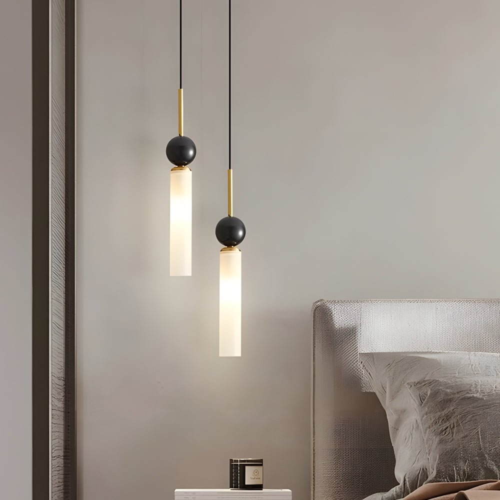 Vertical Marble Cylinder Pendant Light - Modern Hanging Lamp, Elegant Home Lighting, Contemporary Ceiling Fixture