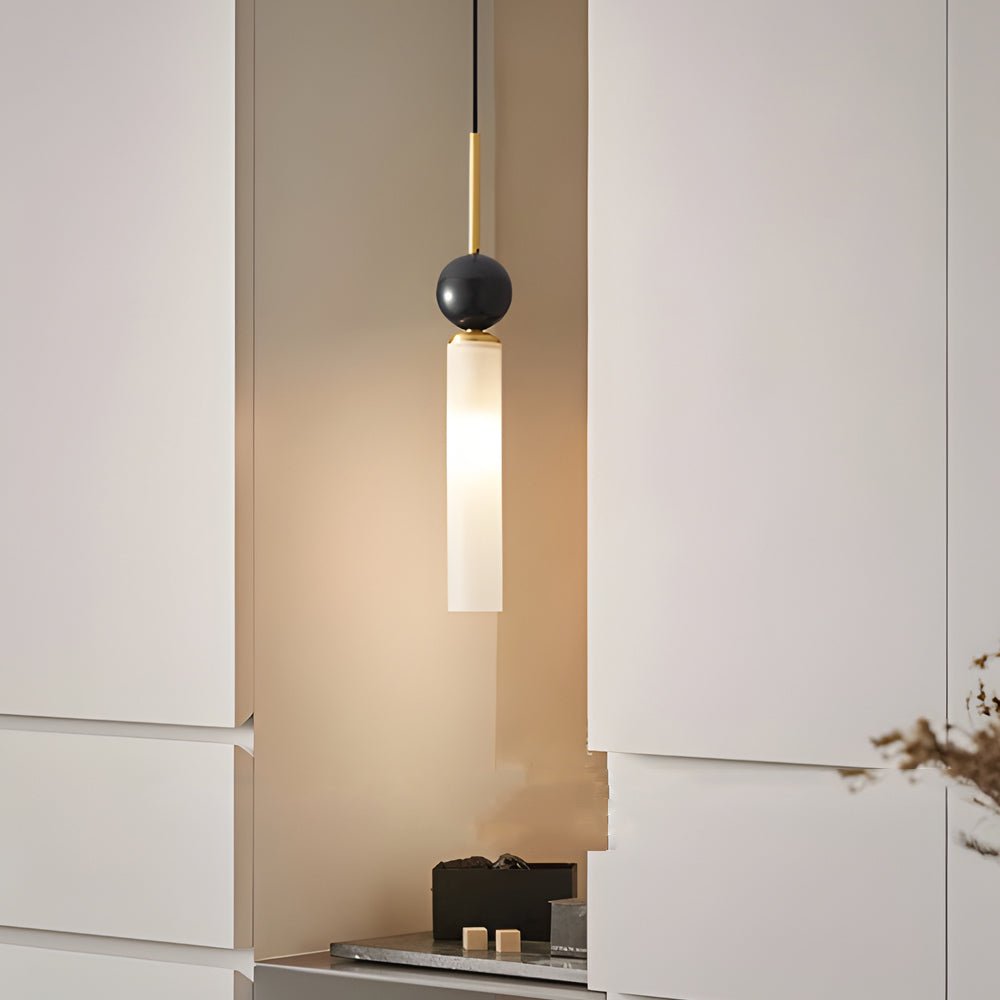 Vertical Marble Cylinder Pendant Light - Modern Hanging Lamp, Elegant Home Lighting, Contemporary Ceiling Fixture