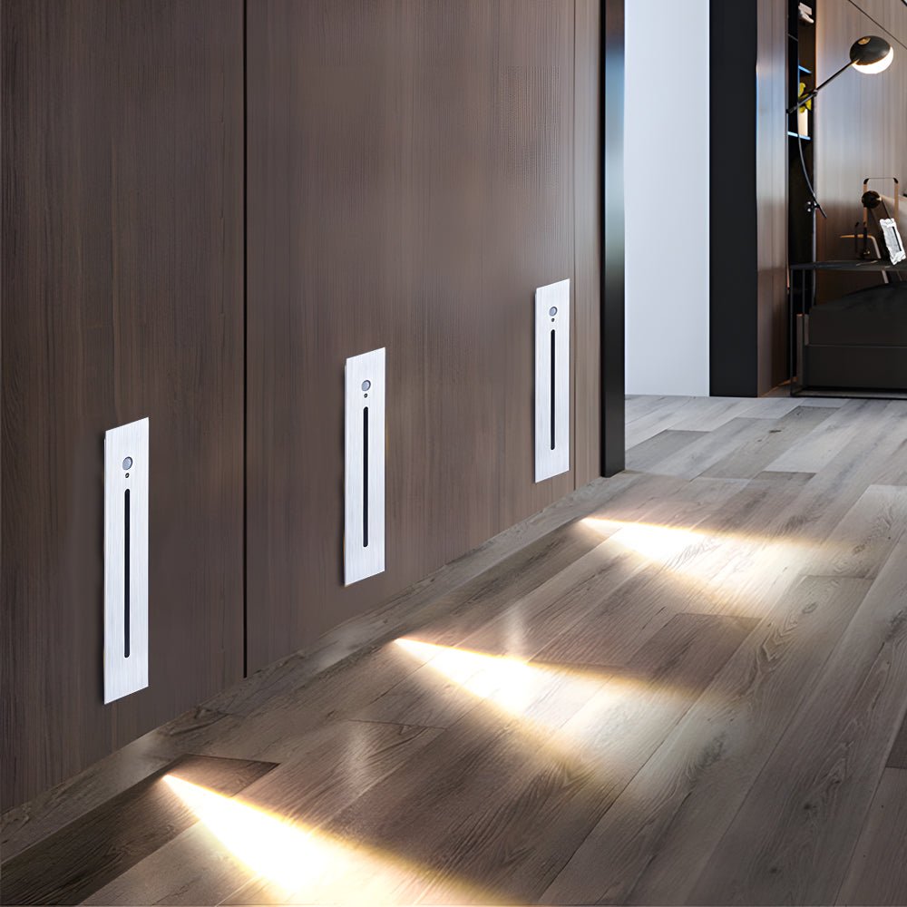 Vertical Motion Sensor LED Stair Light - Recessed Contemporary Indoor/Outdoor Step Lighting