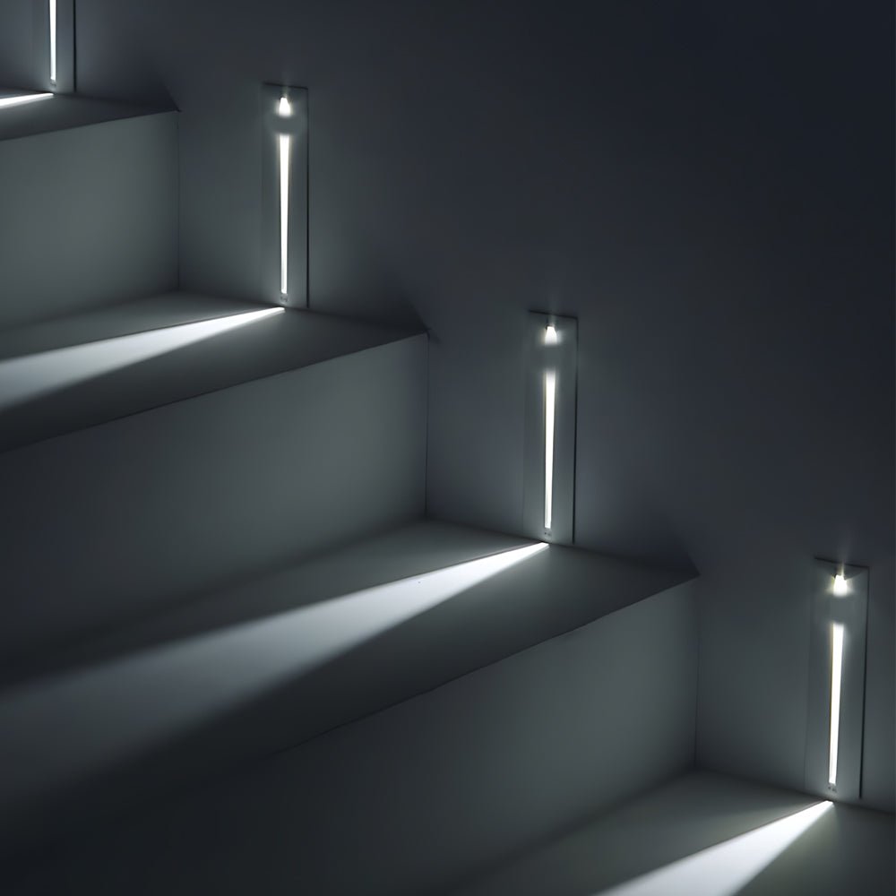 Vertical Motion Sensor LED Stair Light - Recessed Contemporary Indoor/Outdoor Step Lighting