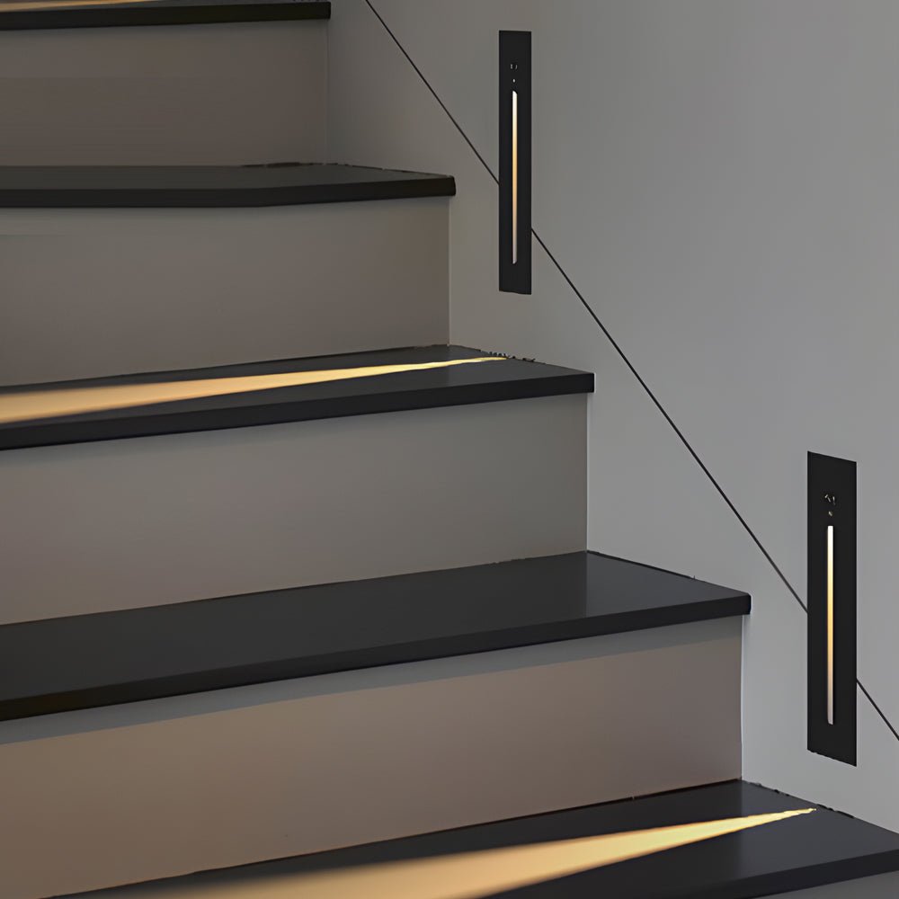 Vertical Motion Sensor LED Stair Light - Recessed Contemporary Indoor/Outdoor Step Lighting