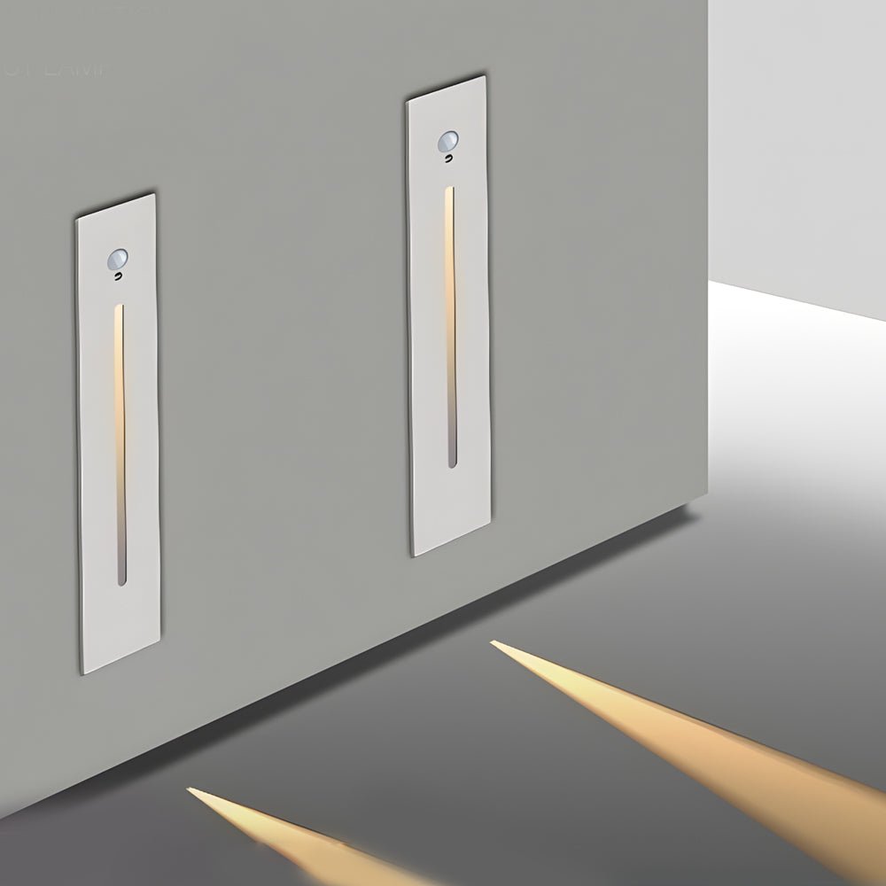 Vertical Motion Sensor LED Stair Light - Recessed Contemporary Indoor/Outdoor Step Lighting