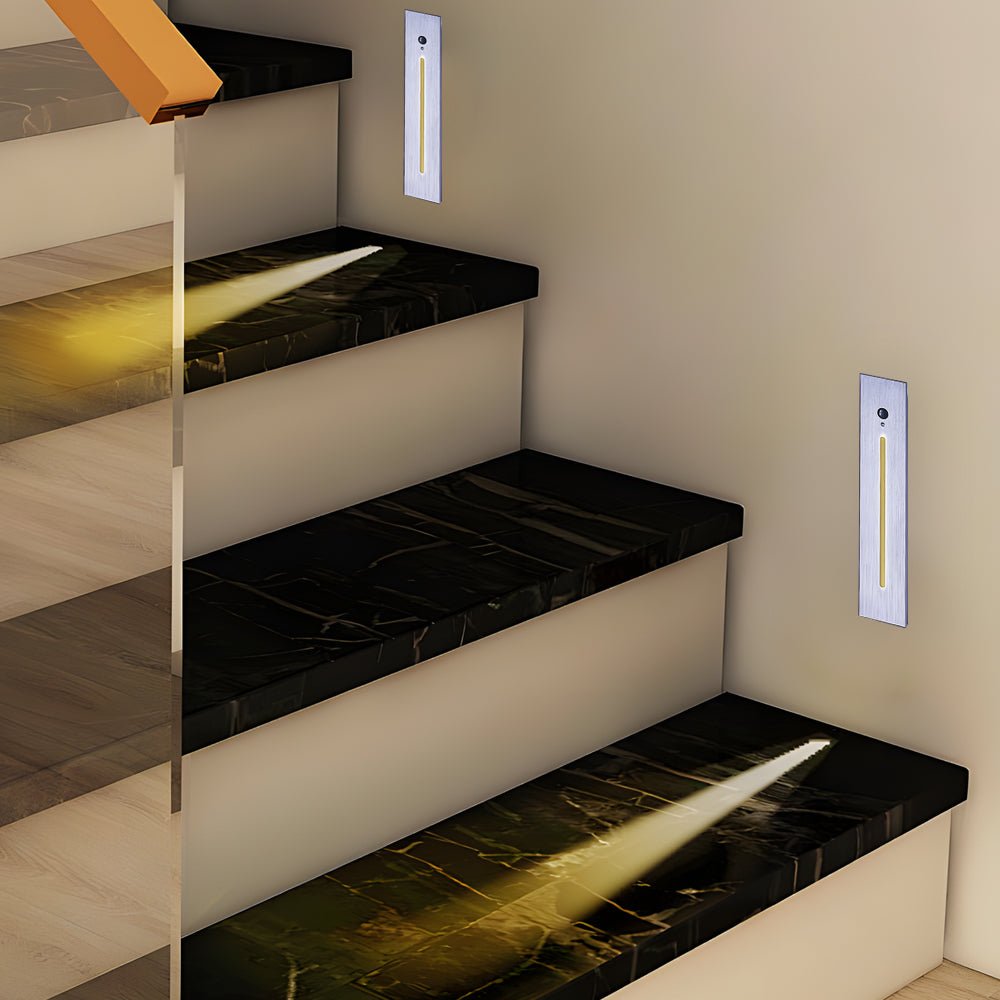 Vertical Motion Sensor LED Stair Light - Recessed Contemporary Indoor/Outdoor Step Lighting