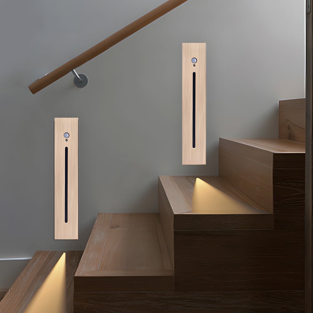 Vertical Motion Sensor LED Stair Light - Recessed Contemporary Indoor/Outdoor Step Lighting
