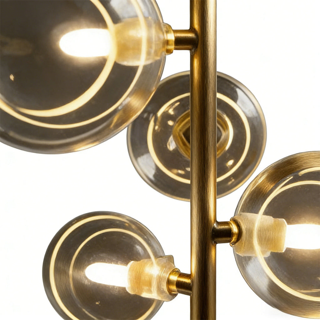 Vertical Ring Pendant Light - Black Bubble Glass LED Fixture