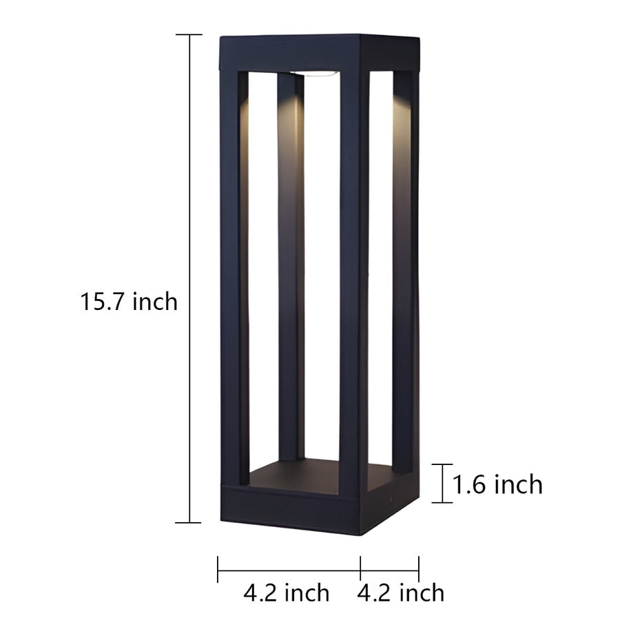 LED Bollard Garden Light - Black Aluminum Landscape Lighting