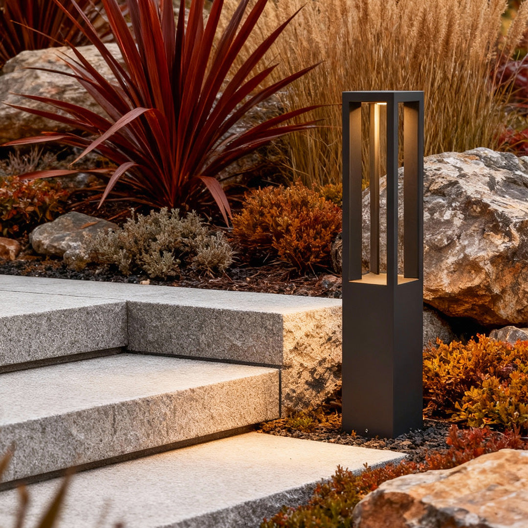 LED Bollard Garden Light - Black Aluminum Landscape Lighting