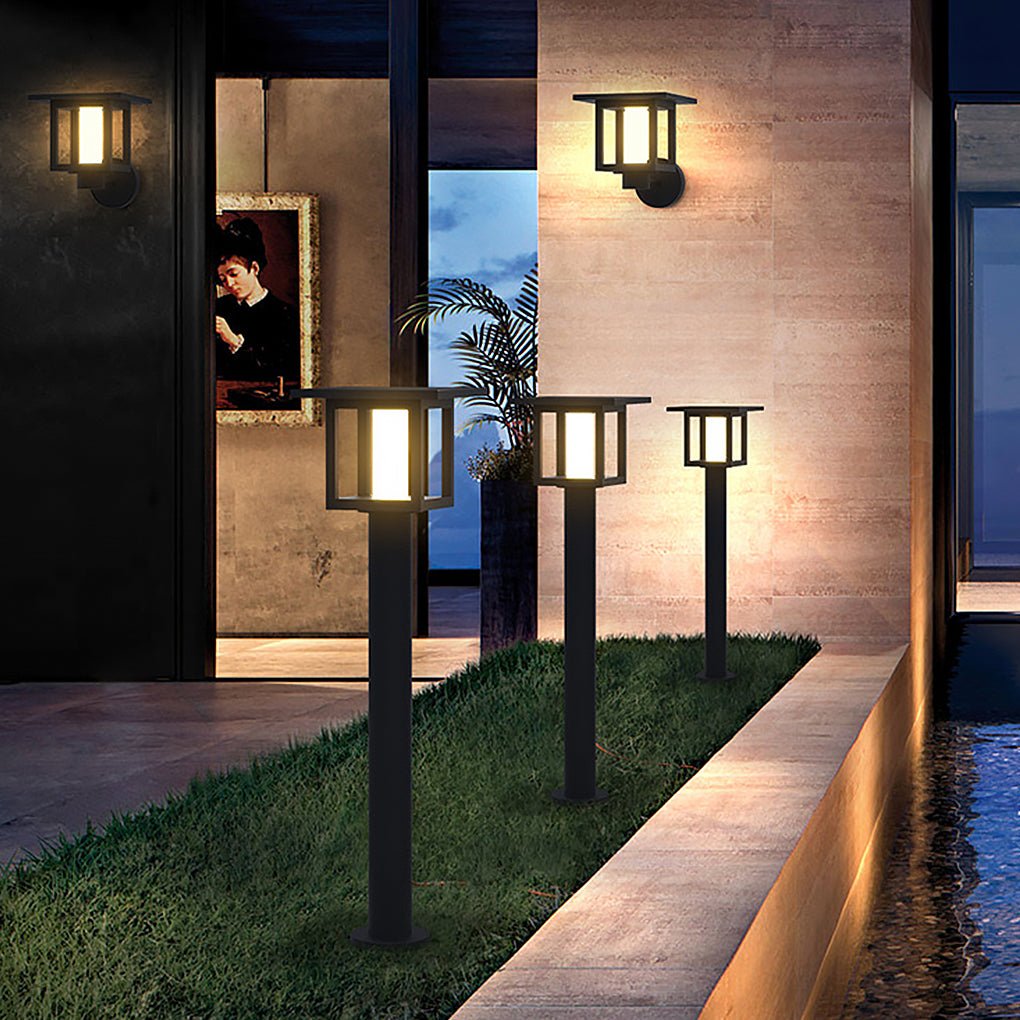 Wide Top LED Post Lights with Rain Shield & Dual Power Options for Outdoor Lighting