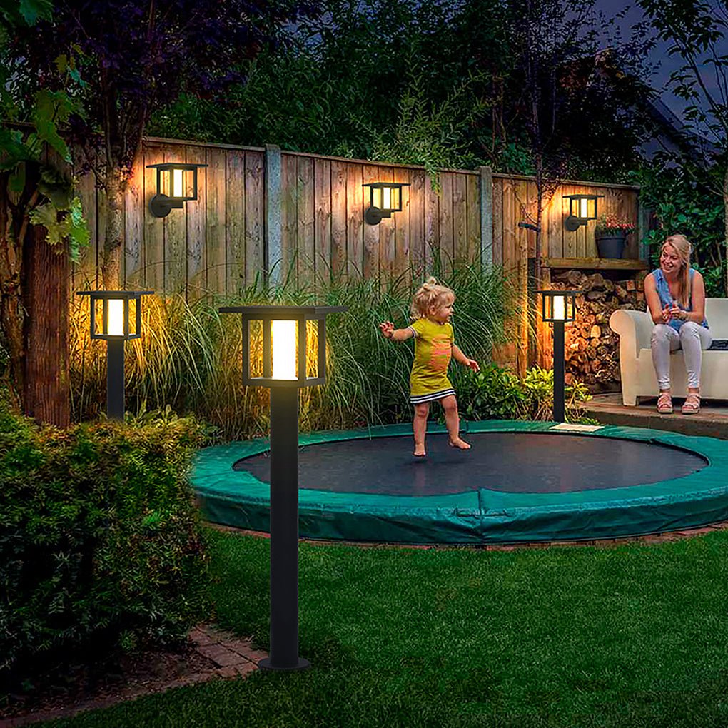 Wide Top LED Post Lights with Rain Shield & Dual Power Options for Outdoor Lighting
