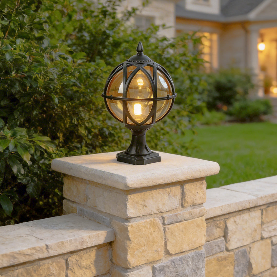 Globe Pillar Lights Outdoor Waterproof European Glass Lamp