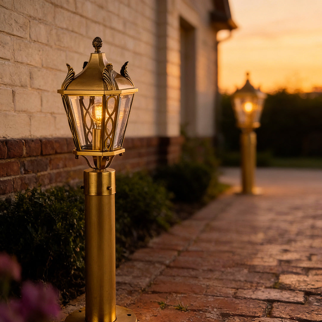 Title: Copper Outdoor Path Lighting - European Landscape Lamp

Description: Illuminate your garden with our Copper Outdoor Path Lighting. This elegant European landscape lamp combines style with functionality, providing a warm glow for pathways, driveways
