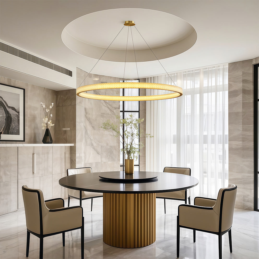 Circular Modern Copper Chandelier – Luxury Ceiling Light Fixture