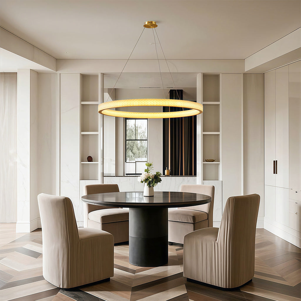 Circular Modern Copper Chandelier – Luxury Ceiling Light Fixture