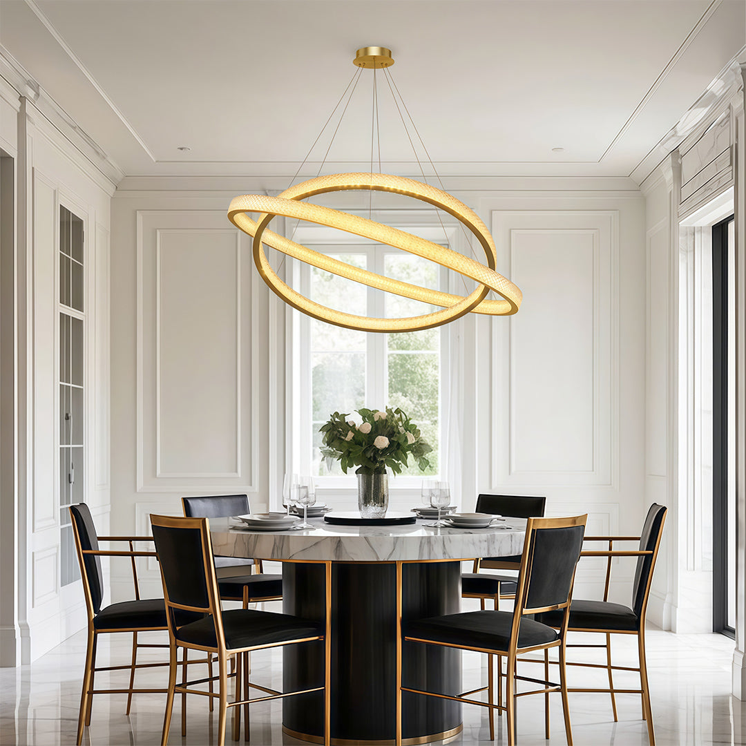 Circular Modern Copper Chandelier – Luxury Ceiling Light Fixture