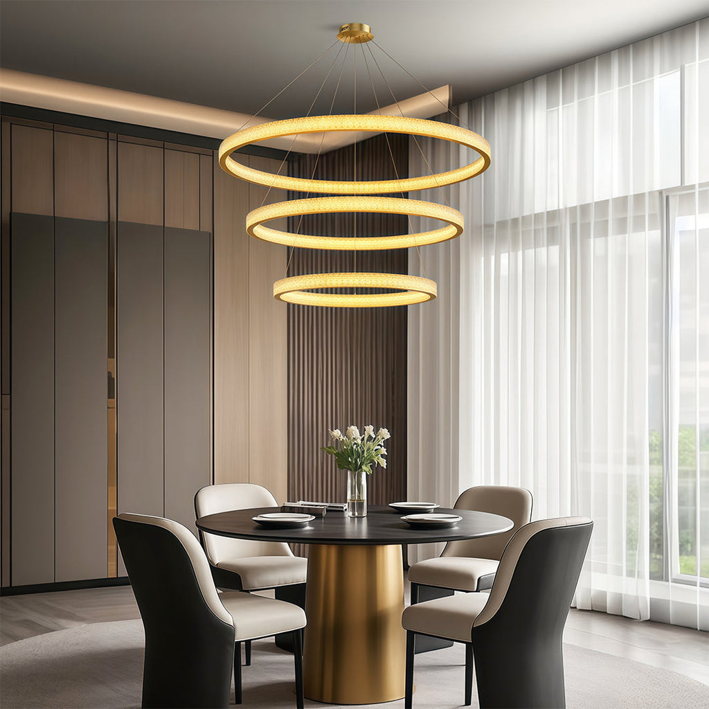Circular Modern Copper Chandelier – Luxury Ceiling Light Fixture