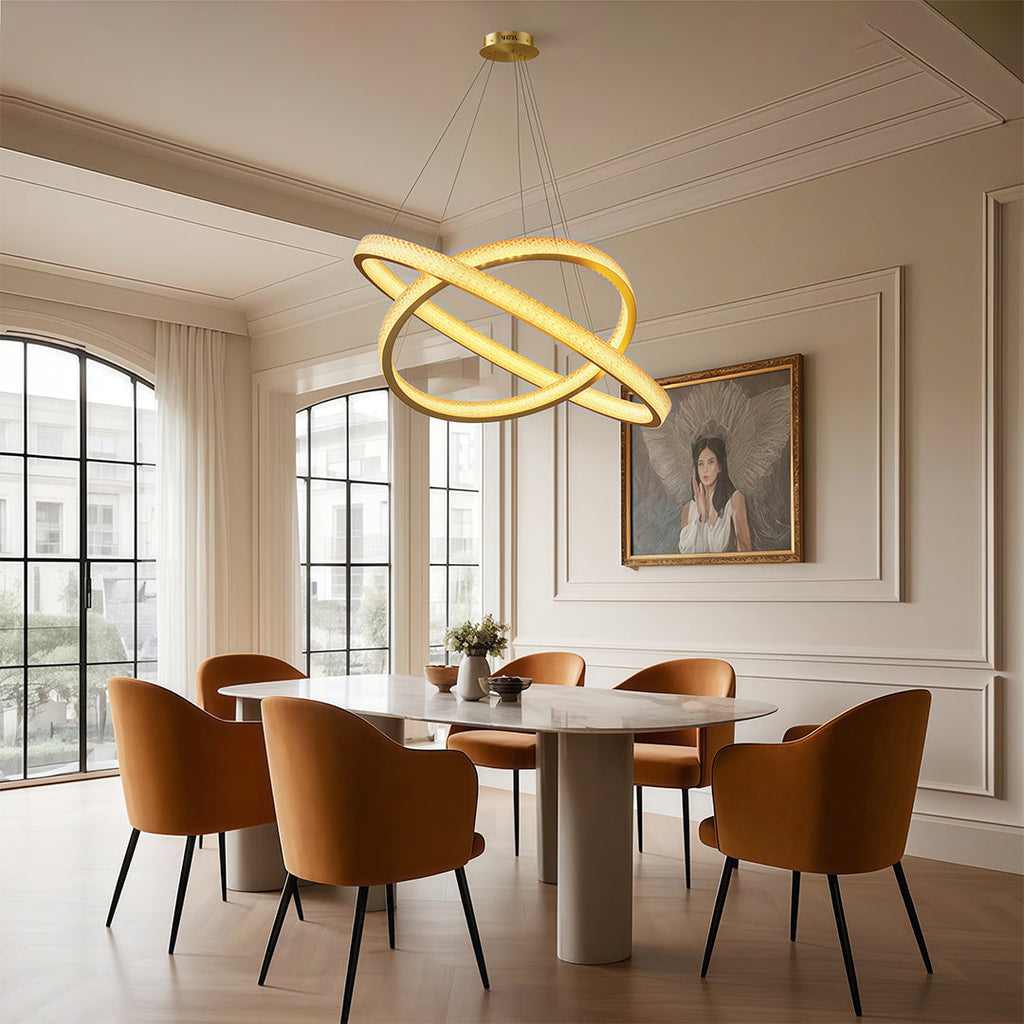 Circular Modern Copper Chandelier – Luxury Ceiling Light Fixture