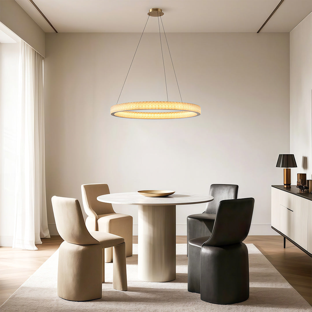 Circular Modern Copper Chandelier – Luxury Ceiling Light Fixture