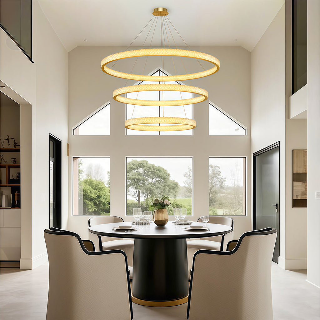 Circular Modern Copper Chandelier – Luxury Ceiling Light Fixture