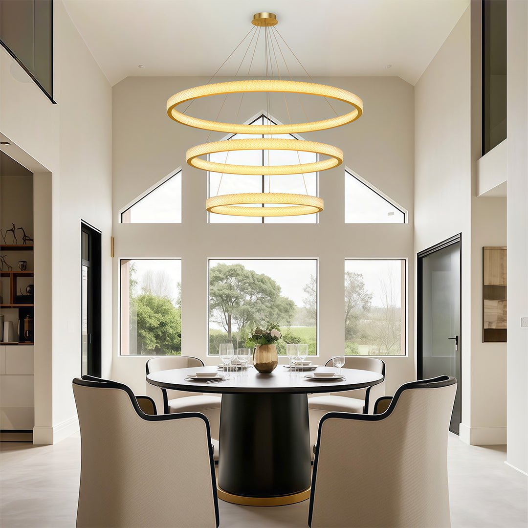 Circular Modern Copper Chandelier – Luxury Ceiling Light Fixture