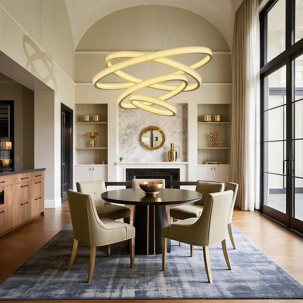 Circular Modern Copper Chandelier – Luxury Ceiling Light Fixture