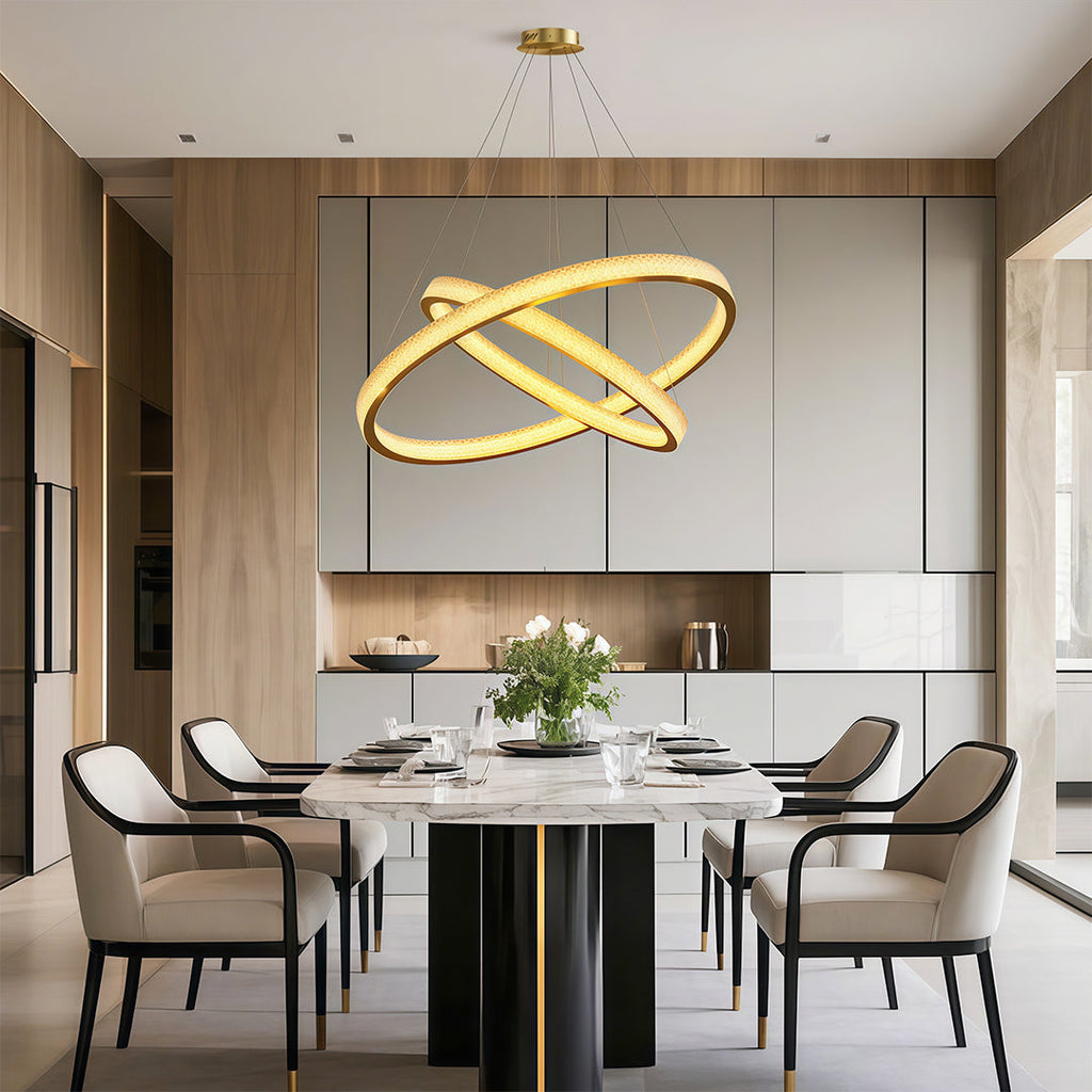 Circular Modern Copper Chandelier – Luxury Ceiling Light Fixture