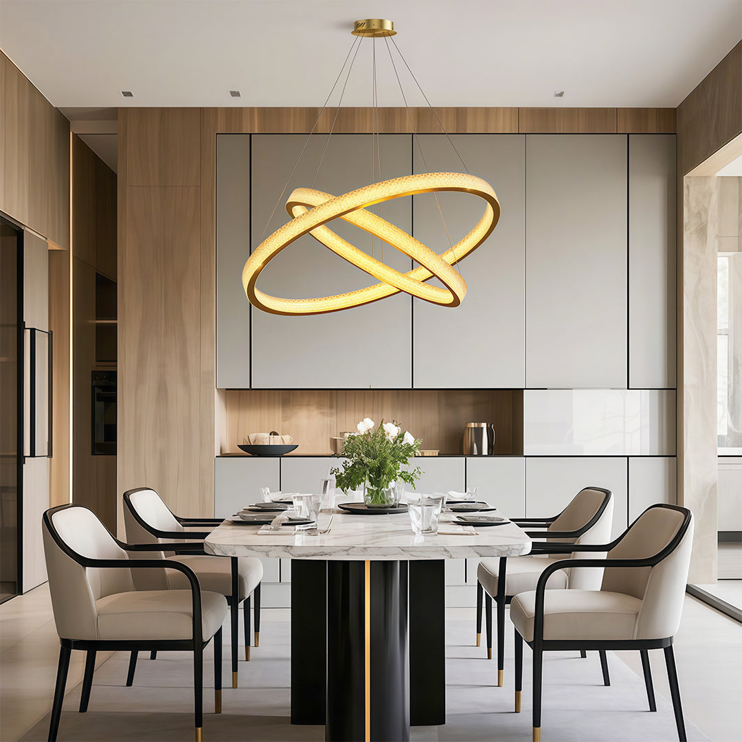 Circular Modern Copper Chandelier – Luxury Ceiling Light Fixture