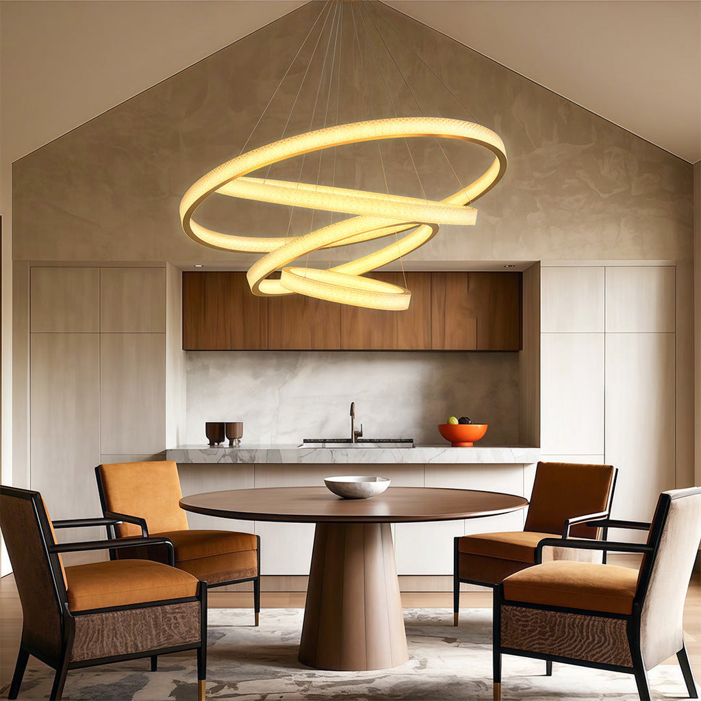 Circular Modern Copper Chandelier – Luxury Ceiling Light Fixture