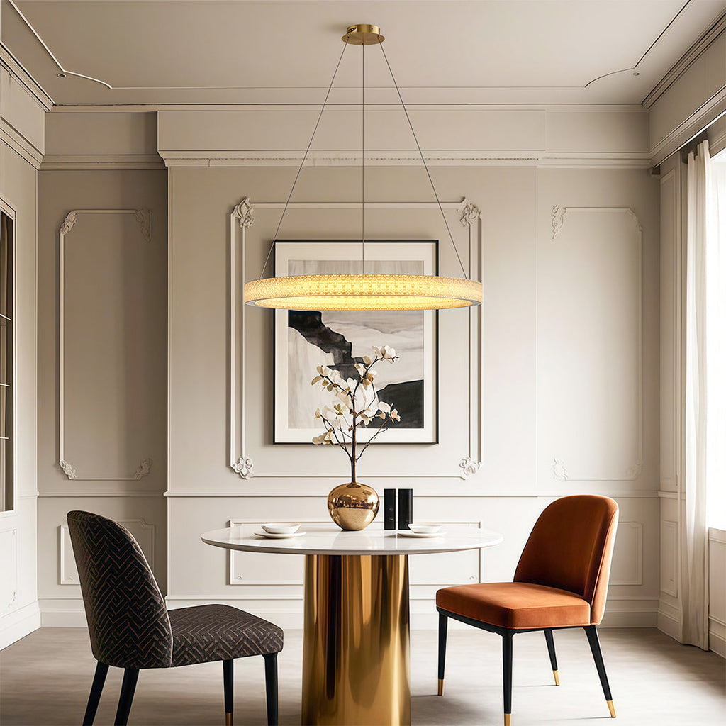 Circular Modern Copper Chandelier – Luxury Ceiling Light Fixture