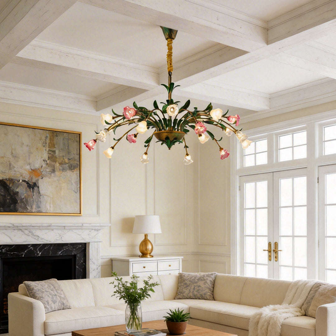Vintage Floral Chandelier Rustic Branch Ceiling Light