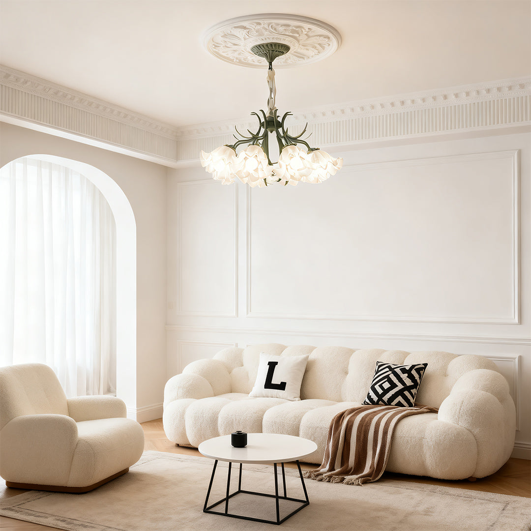 Vintage Lily of the Valley Flower Chandelier Ceiling Light