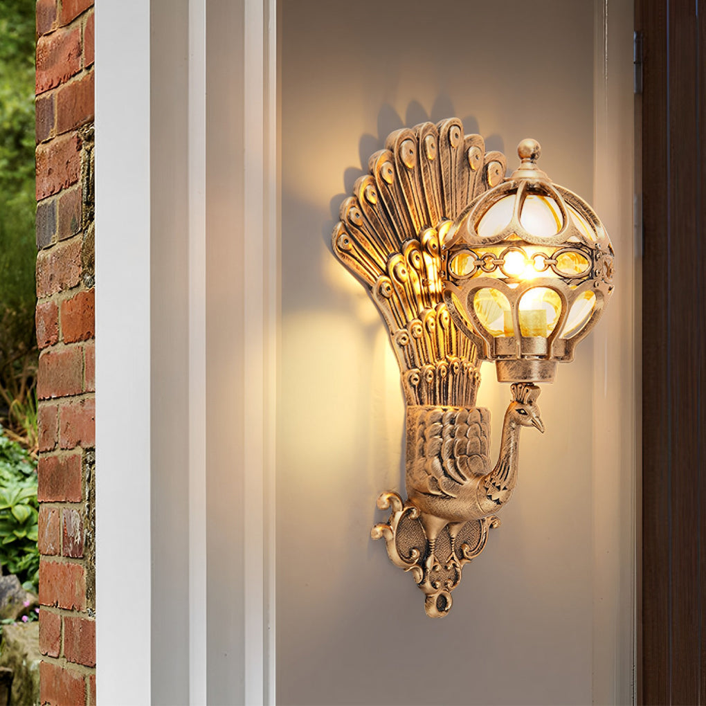 Peacock Wall Light Waterproof Retro Aluminum Sconce