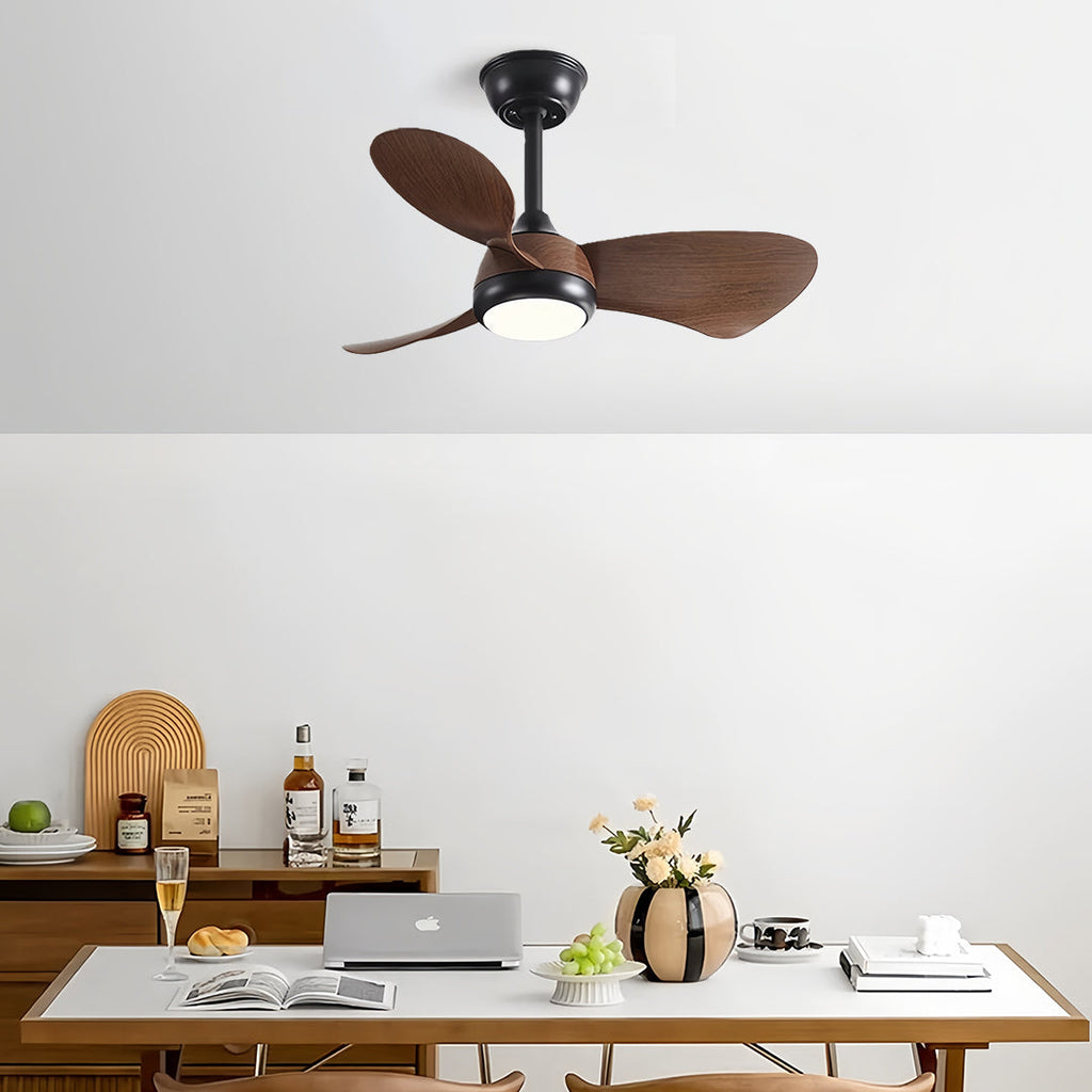 Retro Ceiling Fan with Light Nordic Inverter Metal Lamp Body