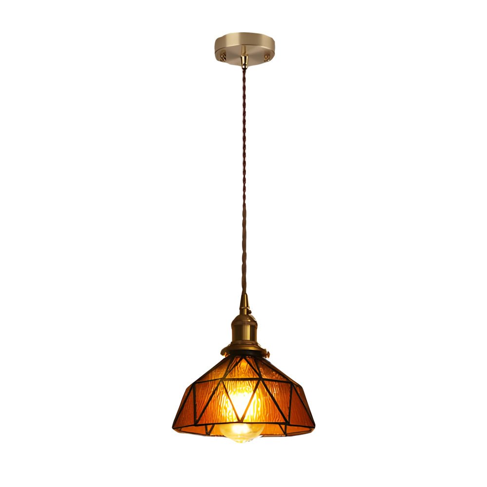 Vintage Stained Glass Pendant Light - Classic Hanging Ceiling Fixture