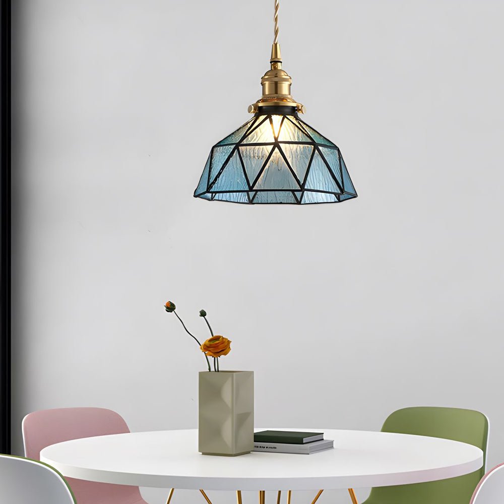 Vintage Stained Glass Pendant Light - Classic Hanging Ceiling Fixture