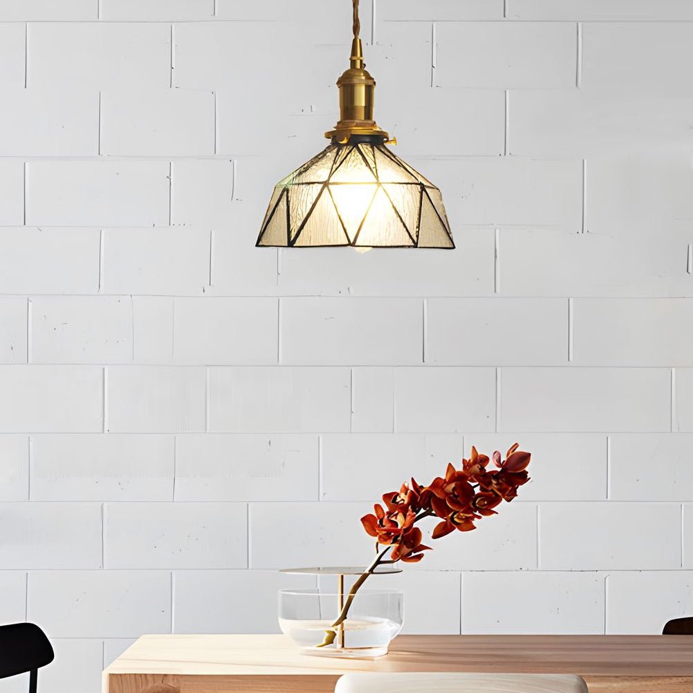 Vintage Stained Glass Pendant Light - Classic Hanging Ceiling Fixture