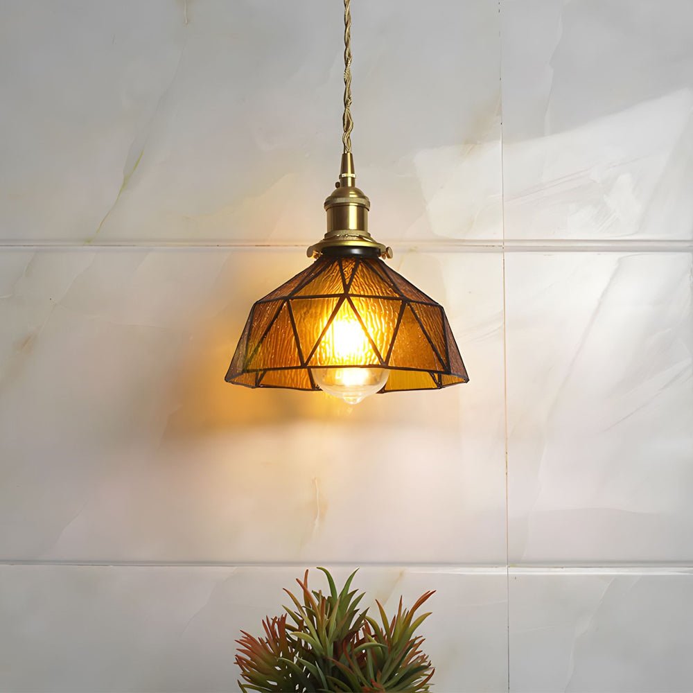 Vintage Stained Glass Pendant Light - Classic Hanging Ceiling Fixture