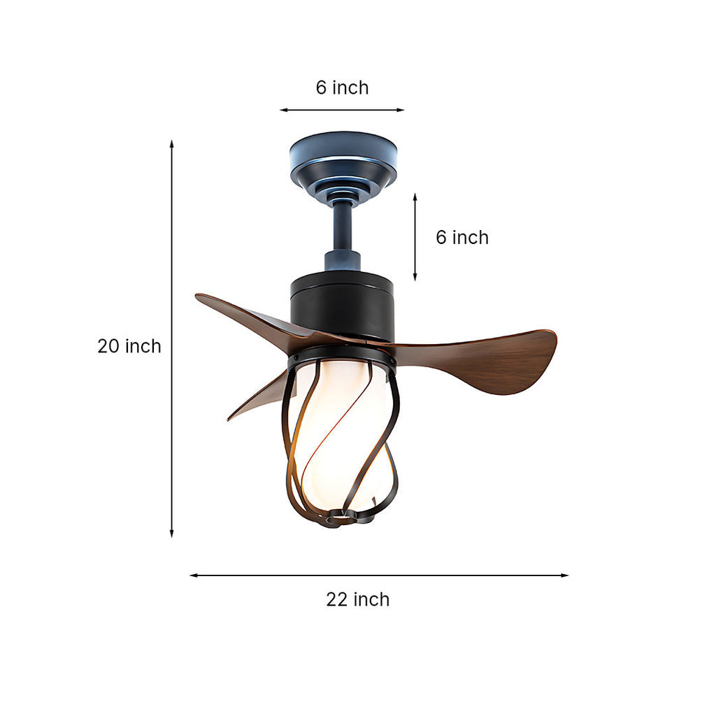 Vintage Style Ceiling Fan with Light - Stylish LED Ceiling Fan