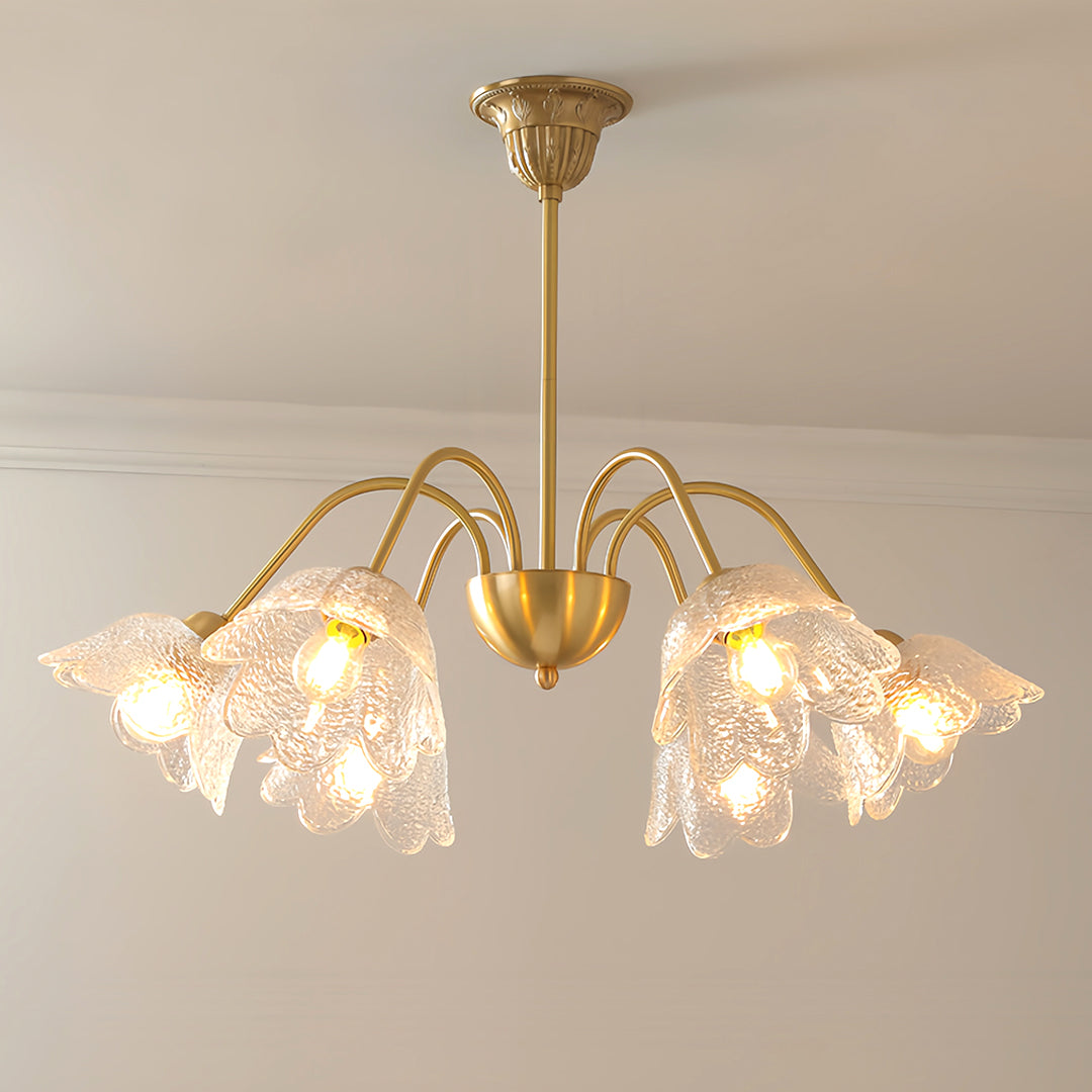 French Style Glass Shades Flower Chandelier Clear Ceiling Light