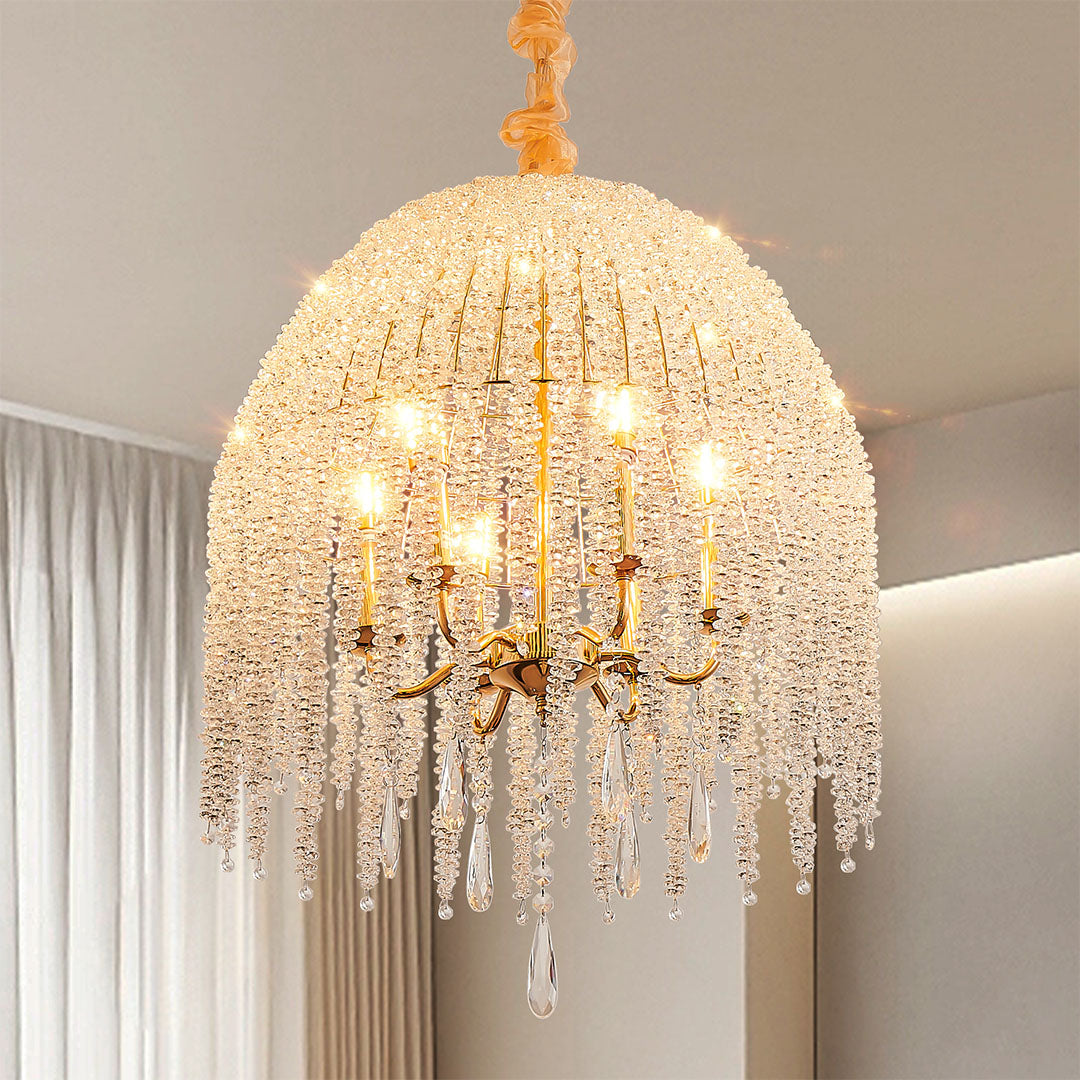 Teardrop Crystal Chandelier - French Metal Ceiling Light