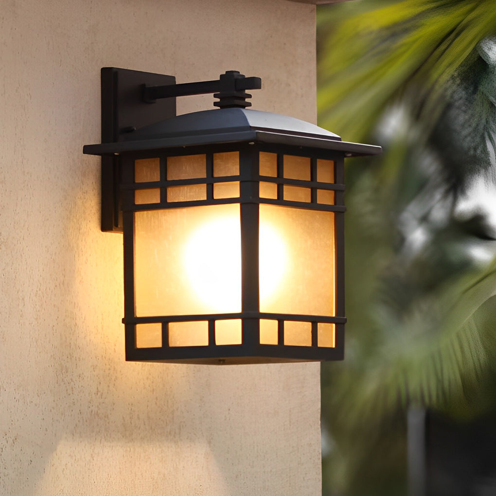 Vintage Wall Lantern Outdoor Light - Square Waterproof Glass Shade