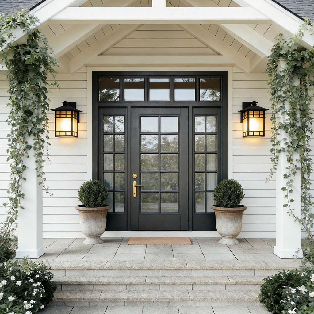Vintage Wall Lantern Outdoor Light - Square Waterproof Glass Shade