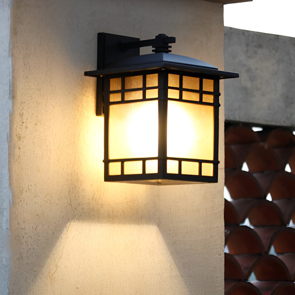 Vintage Wall Lantern Outdoor Light - Square Waterproof Glass Shade