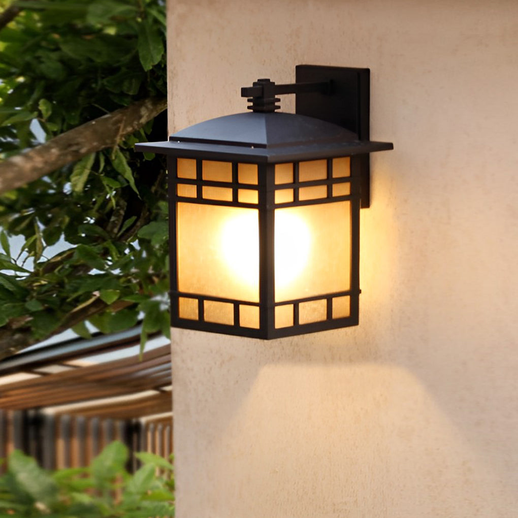 Vintage Wall Lantern Outdoor Light - Square Waterproof Glass Shade