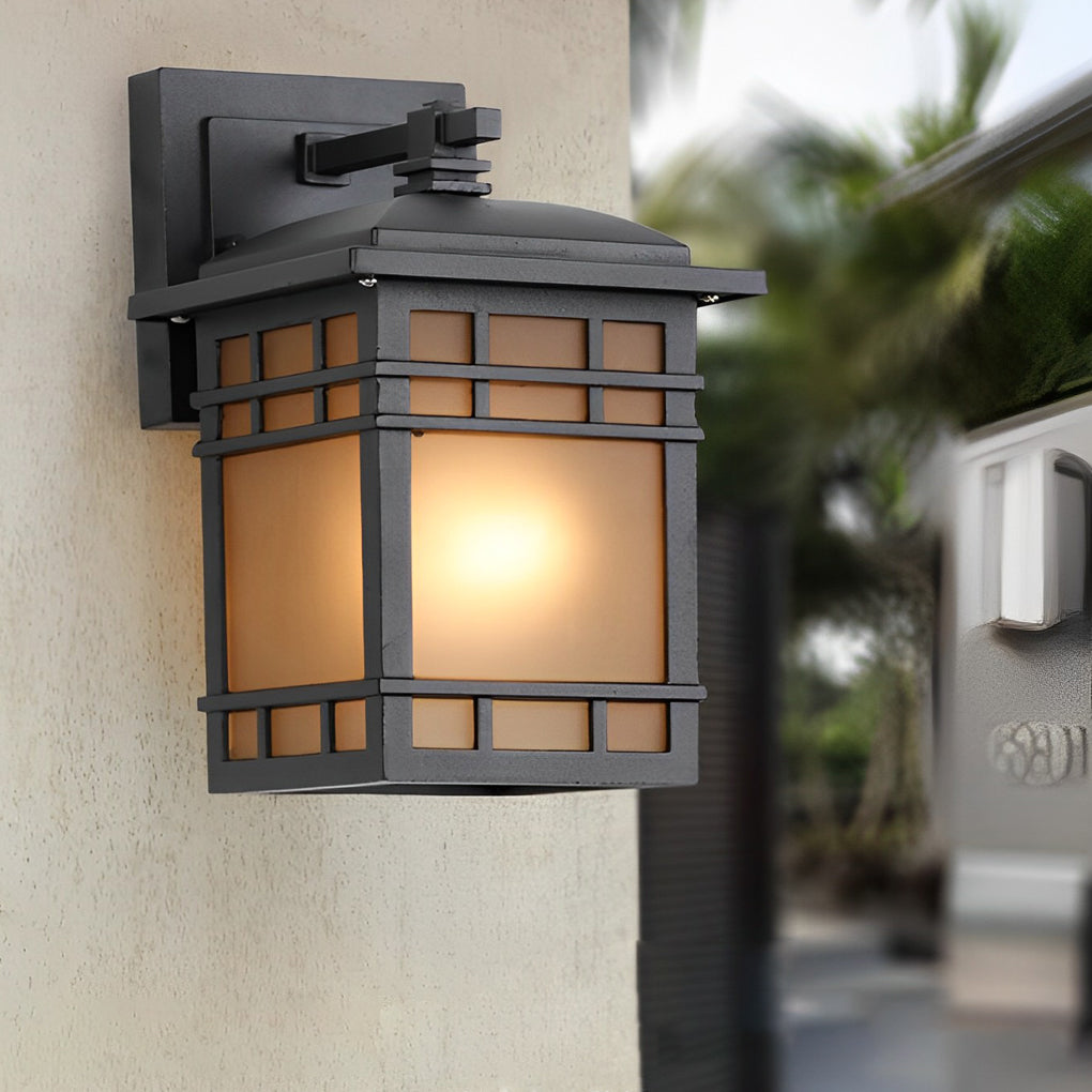 Vintage Wall Lantern Outdoor Light - Square Waterproof Glass Shade