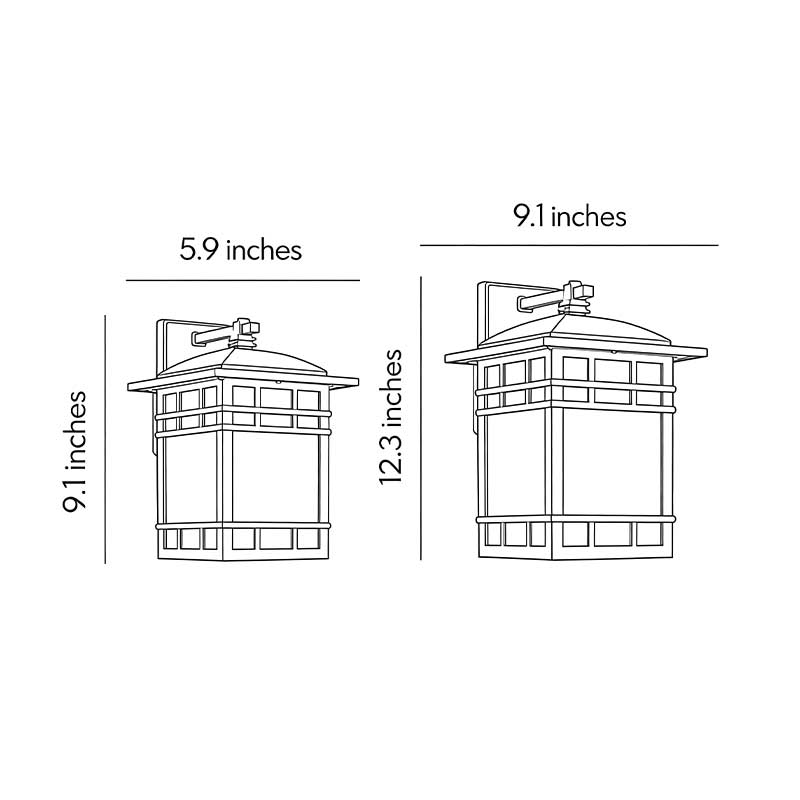 Vintage Wall Lantern Outdoor Light - Square Waterproof Glass Shade