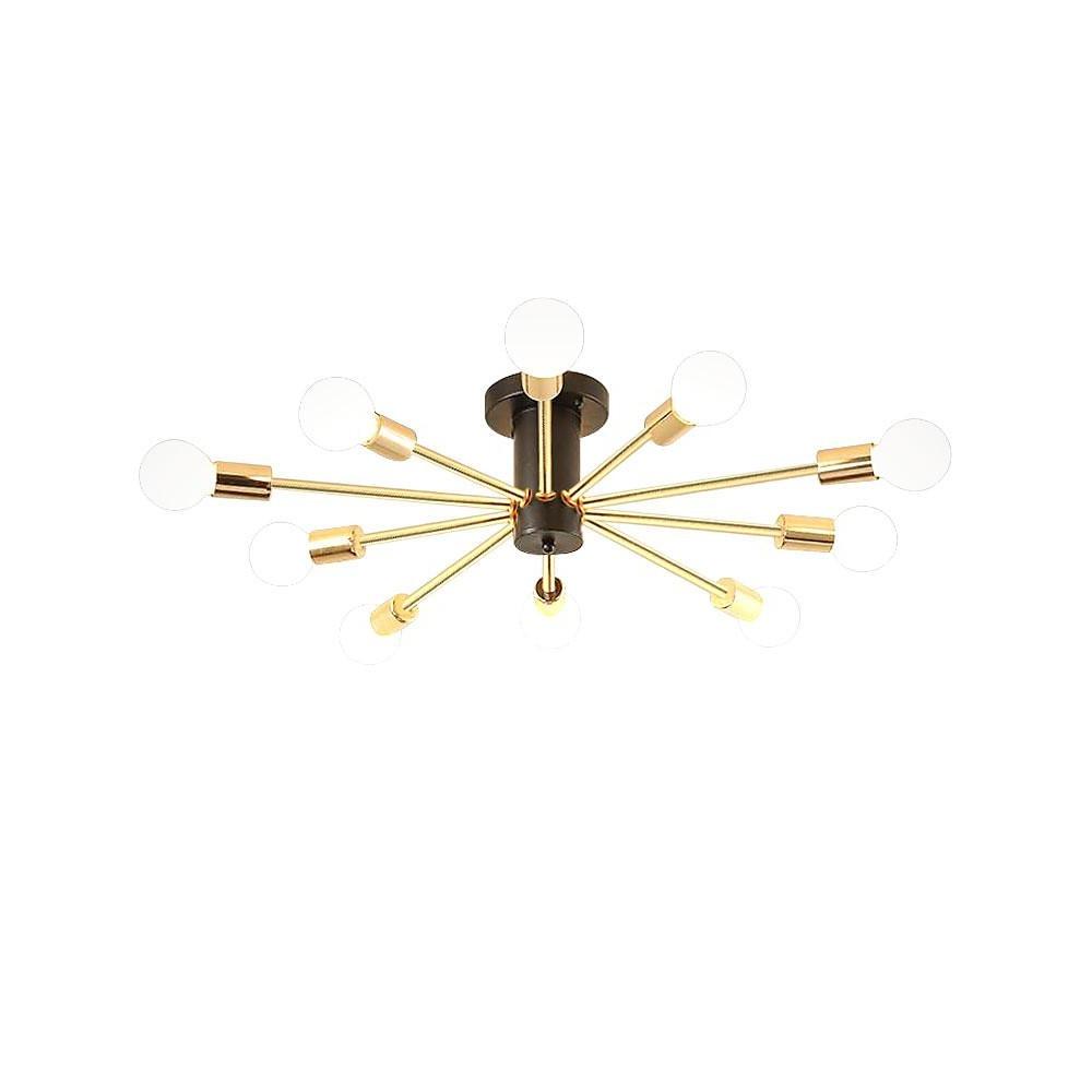 Industrial Sputnik Gold Chandelier for Living Room - Geometric Design Lighting Fixture