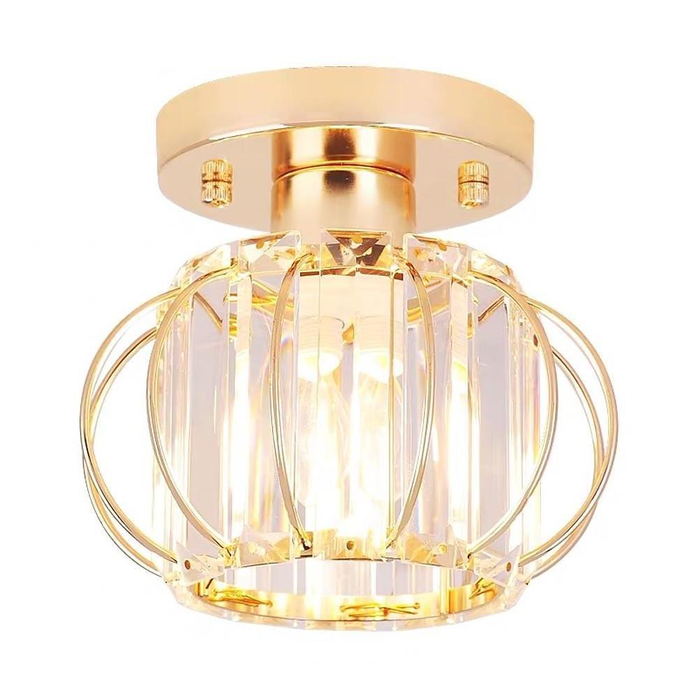 Gold Crystal Semi Flush Ceiling Light – Elegant Hallway Lamp