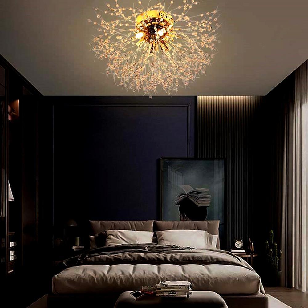 Classic Metal Crystal LED Ceiling Light - 6 Bulb Traditional Chandelier