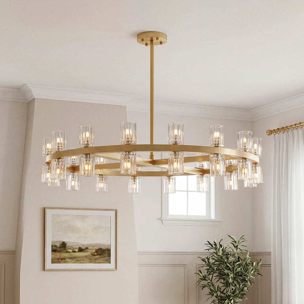 Luxury Crystal Chandelier - American Copper Ceiling Light
