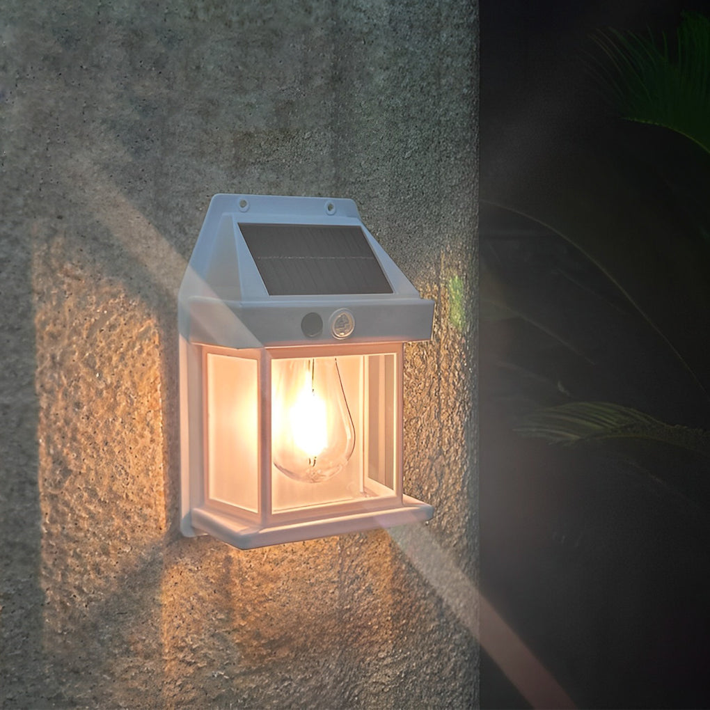 Wall Mount Solar Lantern with Motion Sensor & Tungsten Bulb